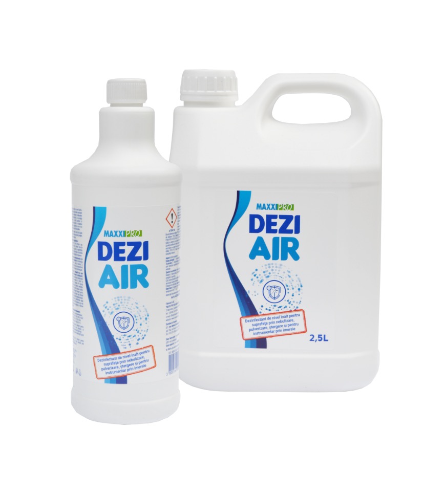 MAXXIPRO Dezi Air air and surface disinfectant 1L and 2.5L packaging