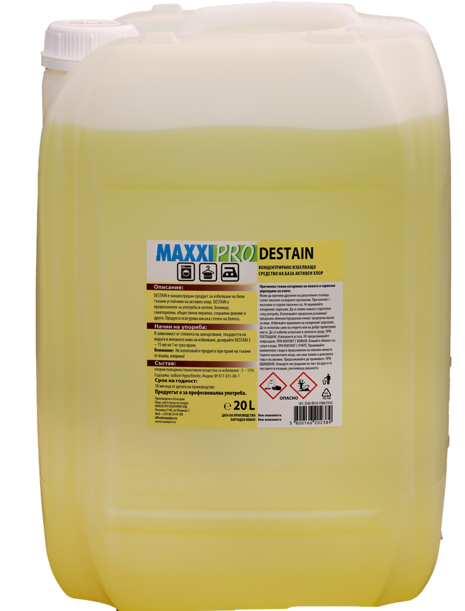 Destain - Professional Chlorine-Based Laundry Bleach for White Textiles